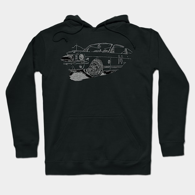 Mustang GT350 Action Art Splash Print Wireframe Hoodie by SynchroDesign